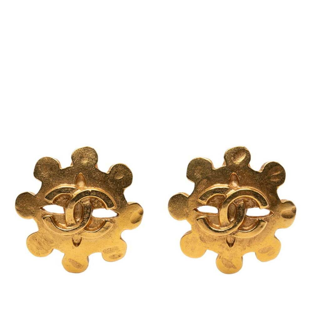 CHANEL Vintage Gold Logo Earrings